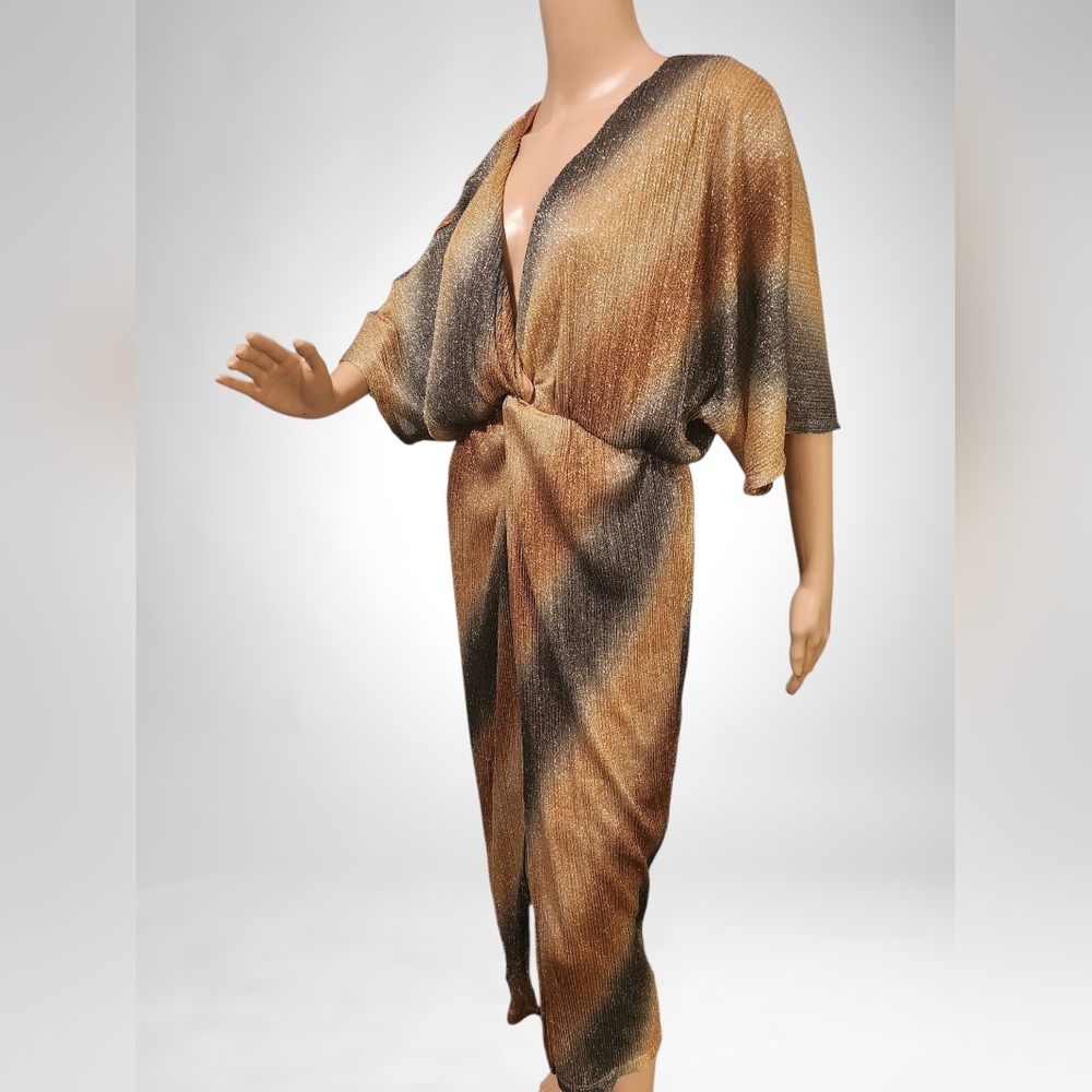 Shimmering Gold & Black Gradient Midi Cocktail Dress XL